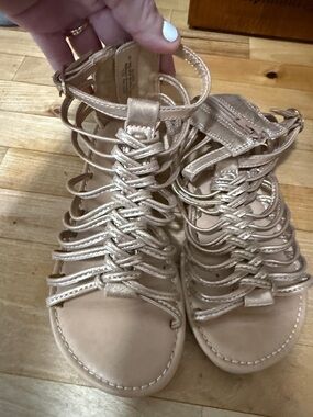Falls Creek Metallic Taupe Strappy Gladiator Sandals